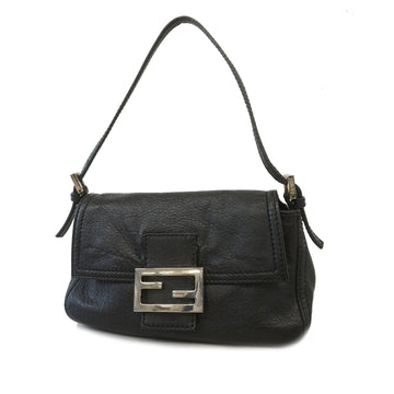 Fendi handbag leather black silver metal