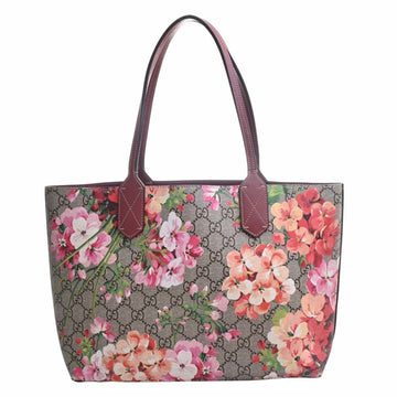 GUCCI GG Blooms Leather Flower Reversible Tote Bag 372613 Beige Red Ladies