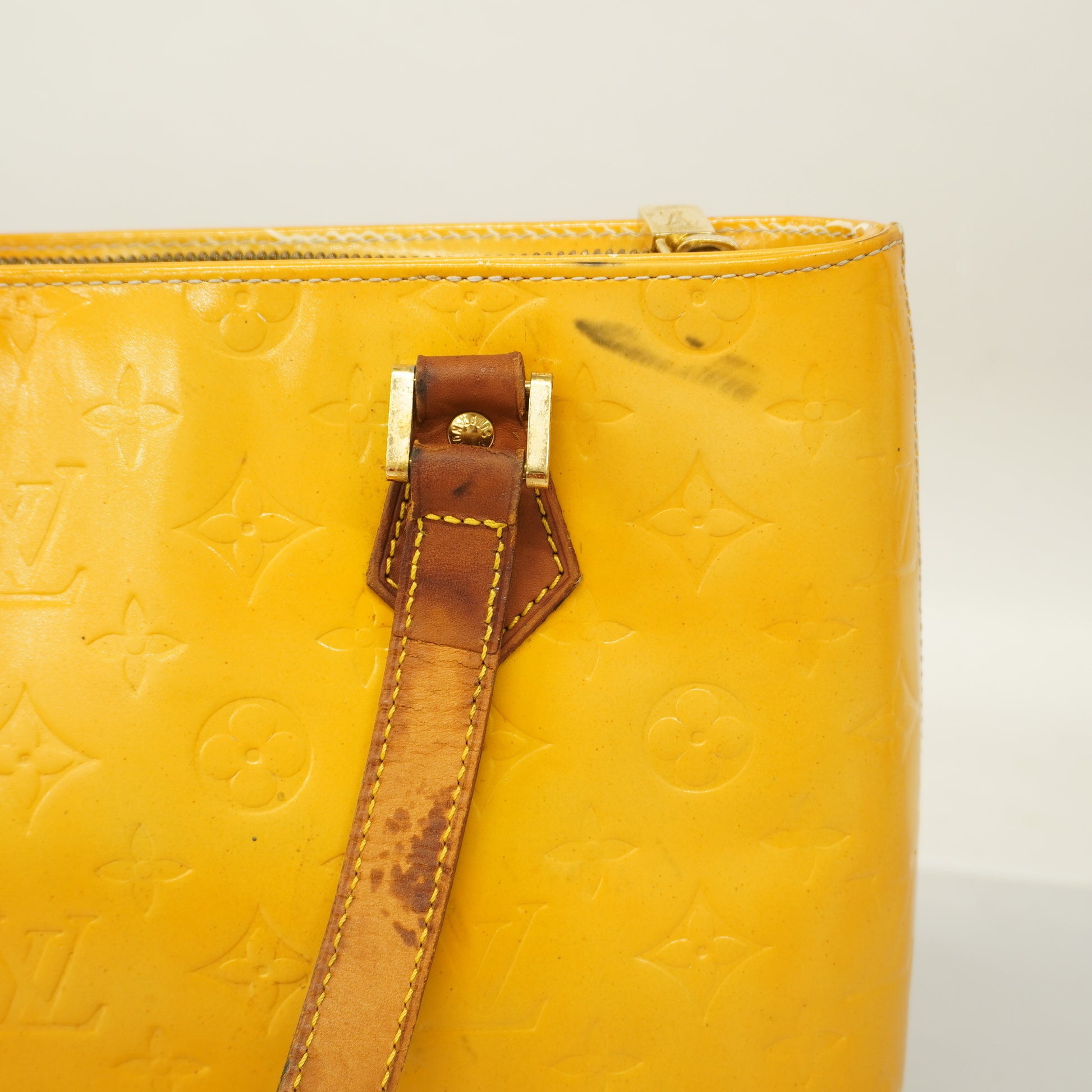 Auth Louis Vuitton Monogram Vernis Houston M91053 Women's Tote Bag Gris