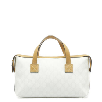 GUCCI GG Plus Handbag Boston Bag 264210 White Beige Canvas Leather Ladies