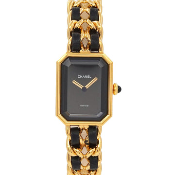 CHANEL Premiere L size H0001 Vintage Ladies Watch Black Dial Gold Quartz