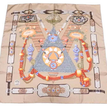 HERMES Scarf Carre 90 TIBET Silk Beige x Multicolor Ladies