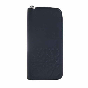 Loewe leather anagram round long wallet navy