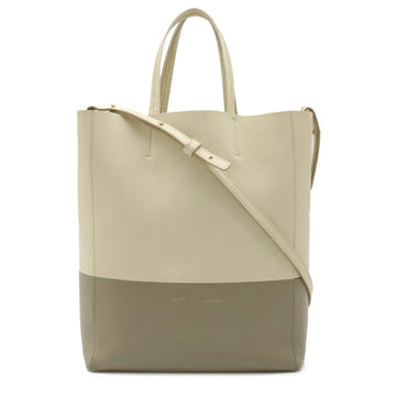 Celine Vertical Cabas Small Tote Bag Shoulder Leather Bicolor Ivory Gray 176163XBB
