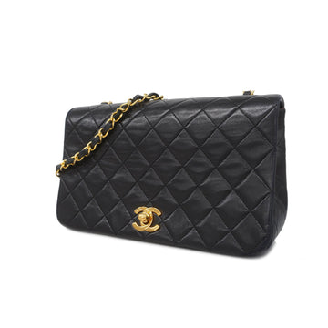 Chanel Matelasse Single Chain Women's Leather Shoulder Bag Black