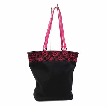 BOTTEGA VENETA Tote Bag Womens Black Pink Nylon Butterfly Embroidered