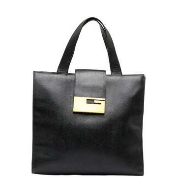 GUCCI Old G Hardware Handbag Tote Bag 002 0347 Black Gold Leather Ladies