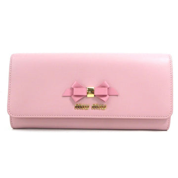 MIU MIUMIU Bifold Long Wallet Leather Pink Women's 5MH109