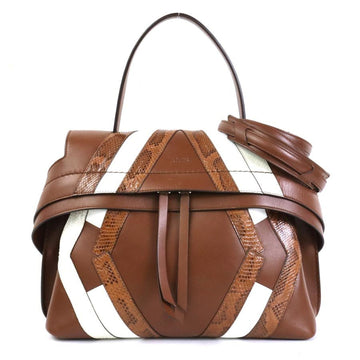 TOD'S Handbag Shoulder Bag Leather Brown x White Ladies