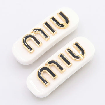 MIU MIU Miu Hair Clip 51F072 White Set of 2 Barrette Women's MIUMIU