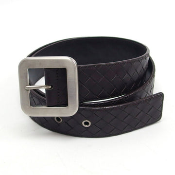 BOTTEGA VENETA Intrecciato Belt Leather Dark Brown