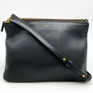 CELINE Trio Shoulder Bag Crossbody Black Leather Ladies Fashion Simple Brand USED