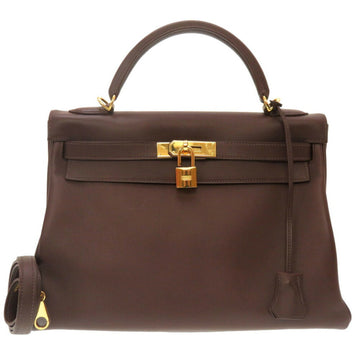 HERMES Kelly 32 Inner Sewing Vogalibar Chocolat L Stamp Handbag Bag Brown 0140