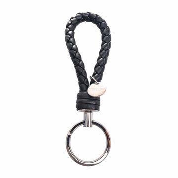 BOTTEGA VENETA Intrecciato Leather Key Ring Black Women's