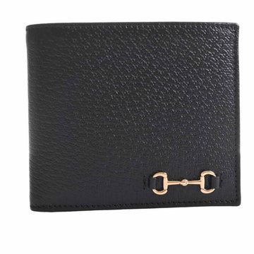 GUCCI Leather Horsebit Bifold Compact Wallet Black