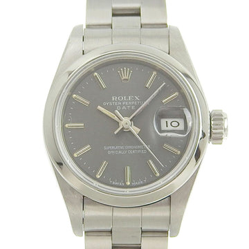 Rolex Oyster Perpetual Datejust 69160 Stainless Steel Silver Automatic Winding Analog Display Ladies Gray Dial Watch A-Rank