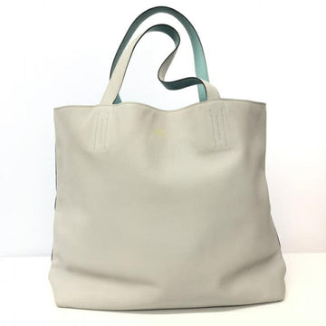 HERMES Double Sense 45 Reversible Tote Bag Engraved X Pearl Gray Turquoise