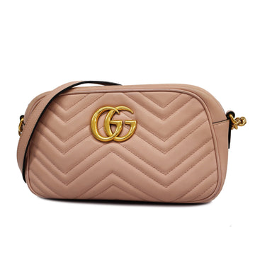 GUCCI[3zb2376] Auth  shoulder bag GG Marmont 447632 leather pink gold metal