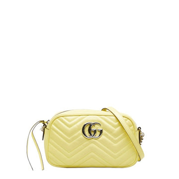 GUCCI GG Marmont Chain Shoulder Bag 447632 Yellow Leather Women's