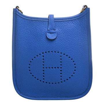 HERMES Taurillon Clemence Evelyn TPM Shoulder Bag Blue Ladies