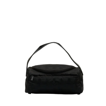 CHANEL New Line Vanity Bag Handbag Black Canvas Leather Women's