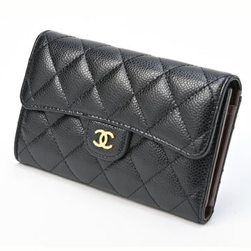 CHANEL Matelasse Medium Flap Shoulder Bag AP0232 Caviar Skin Black