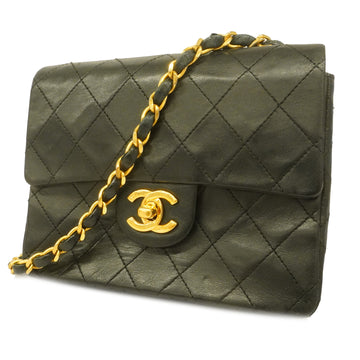 CHANELAuth  Mini Matelasse Single Chain Women's Leather Shoulder Bag Black