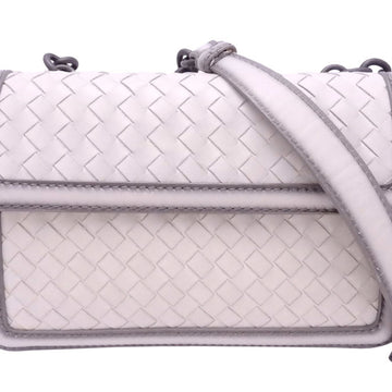 BOTTEGA VENETA shoulder bag intrecciato off-white x gray leather metal ladies