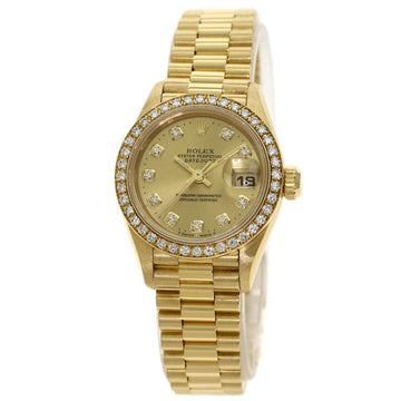 Rolex 69138G Datejust 10P Diamond Bezel Watch K18 Yellow Gold / K18YG Ladies ROLEX