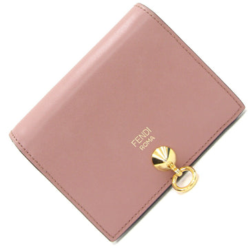 FENDI Bifold Wallet Visible 8M0387 Pink Greige Leather Women's