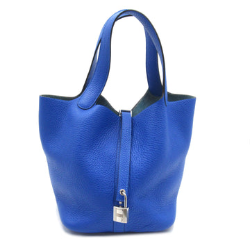 HERMES Picotin Lock MM Blue Blue hydra Taurillon Clemence Calfskin [cowhide]