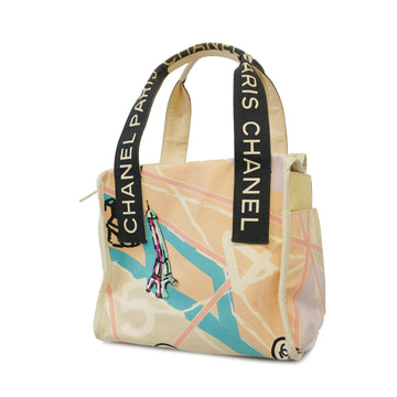 Chanel Tote Bag Cruise Line Canvas Beige/Pink/Light Blue Silver metal
