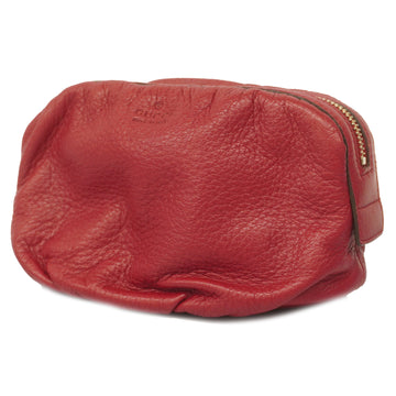 GUCCIAuth  Bamboo Pouch 246175 Women's Leather Red Color