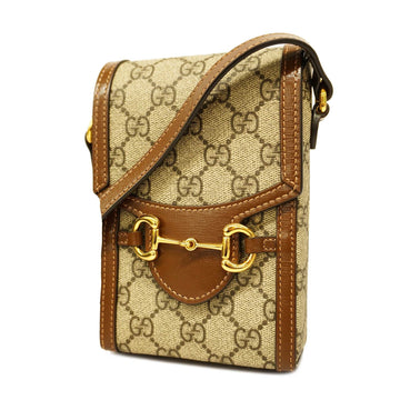 GUCCIAuth  Horsebit 625615 Women's GG Supreme Shoulder Bag Beige,Brown