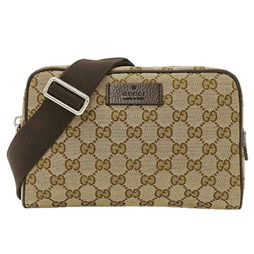 GUCCI Bag Men's Women's Body Waist Pouch GG Canvas Brown Beige 449174