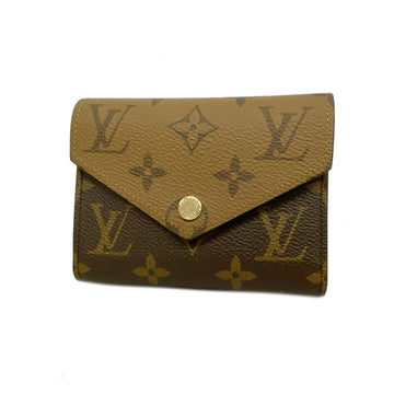 LOUIS VUITTON Trifold Wallet Monogram Reverse Portefeuille Victorine M81557 Brown Ladies