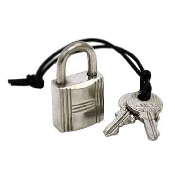 HERMES Key Cadena Silver Padlock Metal  2 Lock Women's Men's