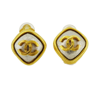 CHANEL Earrings Coco Mark Diamond GP Plated Gold 97A Women's