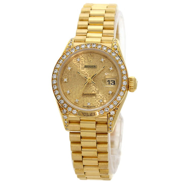 ROLEX 69158G Datejust 10P Bezel Diamond Watch K18 Yellow Gold/K18YG/Diamond Women's