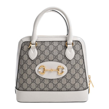 GUCCI Horsebit 1955 GG Supreme Leather Small Shoulder Bag 621220 Beige White Ladies