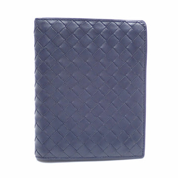 BOTTEGA VENETA Bifold Wallet Intrecciato Men's Navy Blue Leather 169731