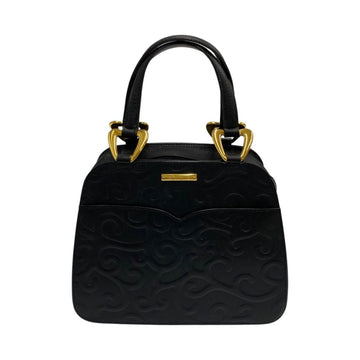 YVES SAINT LAURENT Arabesque Logo Hardware Leather Handbag Mini Tote Bag Black