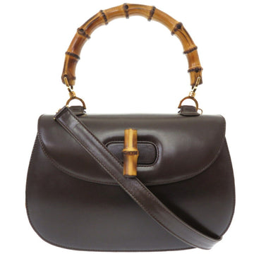 gucci bamboo shoulder handbag leather brown