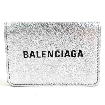 BALENCIAGA tri-fold wallet leather silver x black unisex