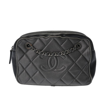 CHANEL Matelasse Chain Shoulder Gray/Black Women's Lambskin Bag