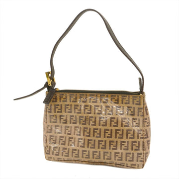 FENDI Pouch Zucchino Coated Canvas Brown Beige Gold Hardware Women's