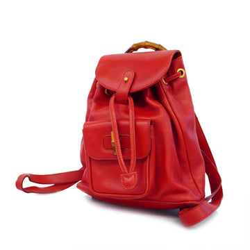 GUCCIAuth  Bamboo Rucksack 003 20588 0030 Women's Leather Red Color