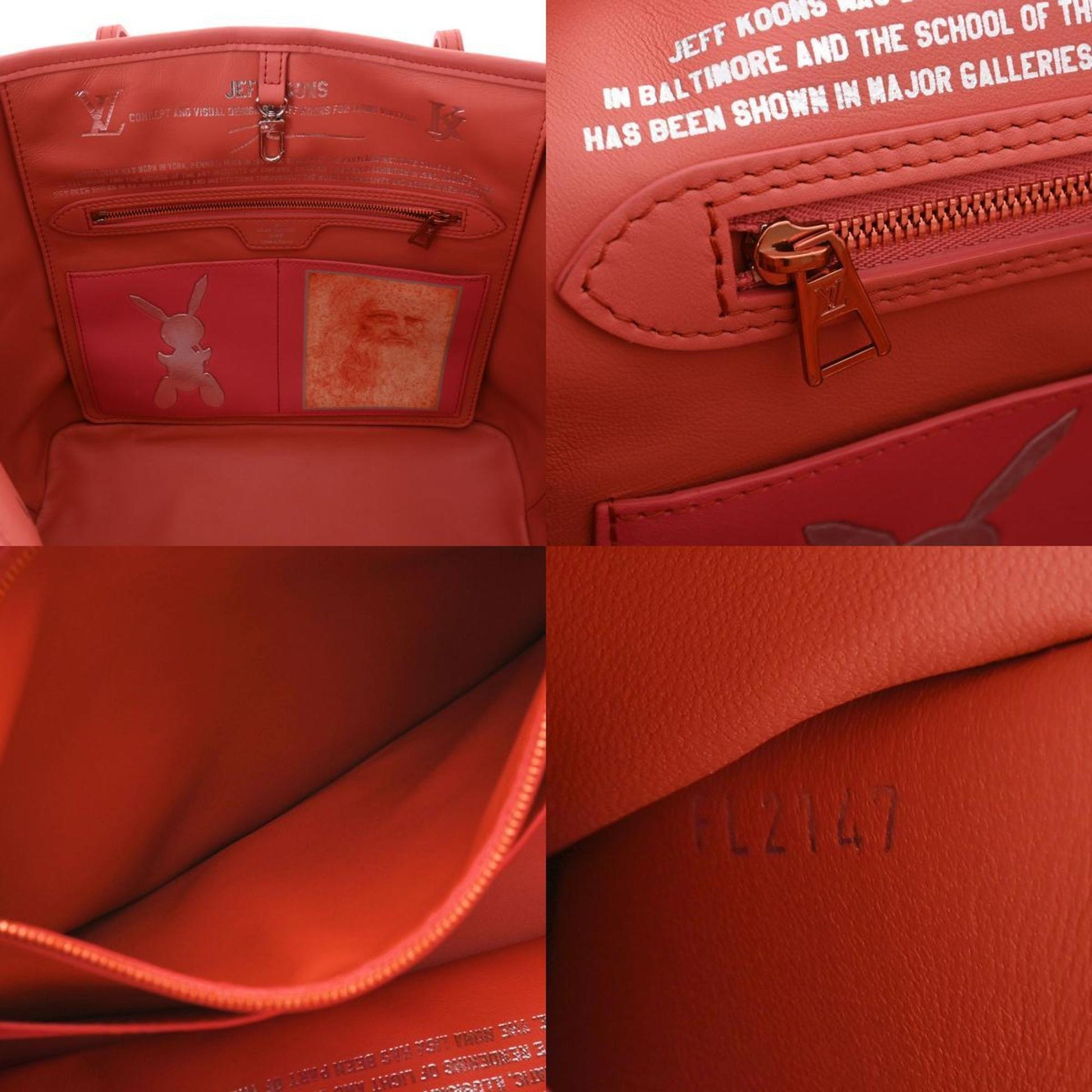 LOUIS VUITTON Da Vinci Masters Collection Neverfull MM Poppy Petal M43373  Women's Leather Tote Bag