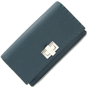 FENDI bi-fold long wallet Selleria 8M0308 dark green leather turn lock double opening W