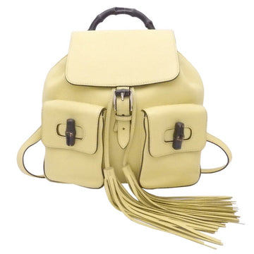 Gucci rucksack backpack bamboo light yellow green leather 370833